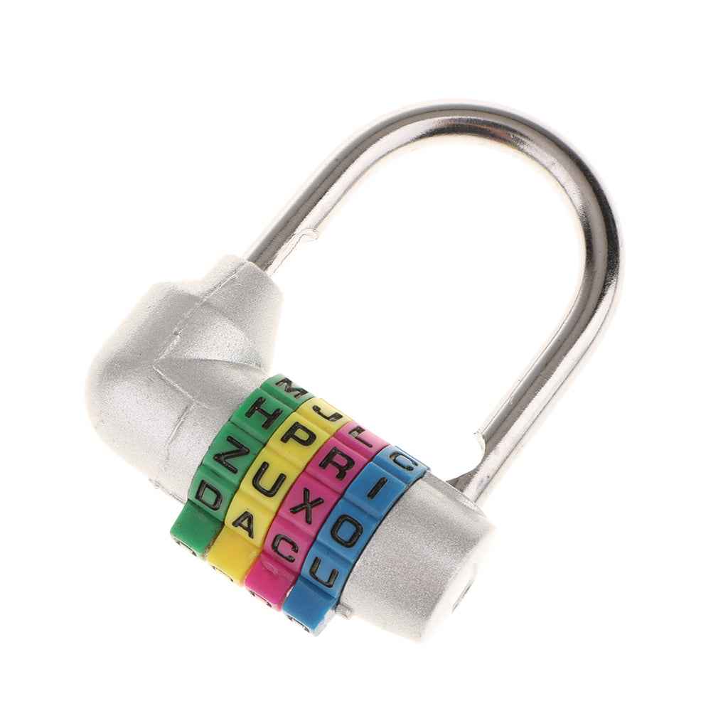 4 Digit Dial Letter Combination Padlock Travel Luggage Suitcase Lock Silver