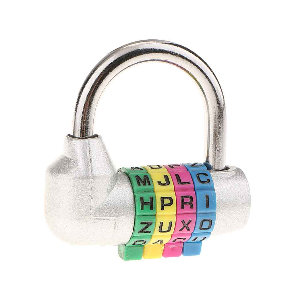 4 Digit Dial Letter Combination Padlock Travel Luggage Suitcase Lock Silver