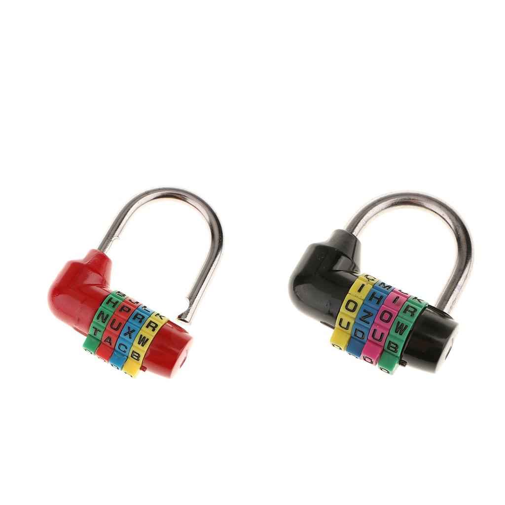 4 Digit Dial Letter Combination Padlock Travel Luggage Suitcase Lock Black