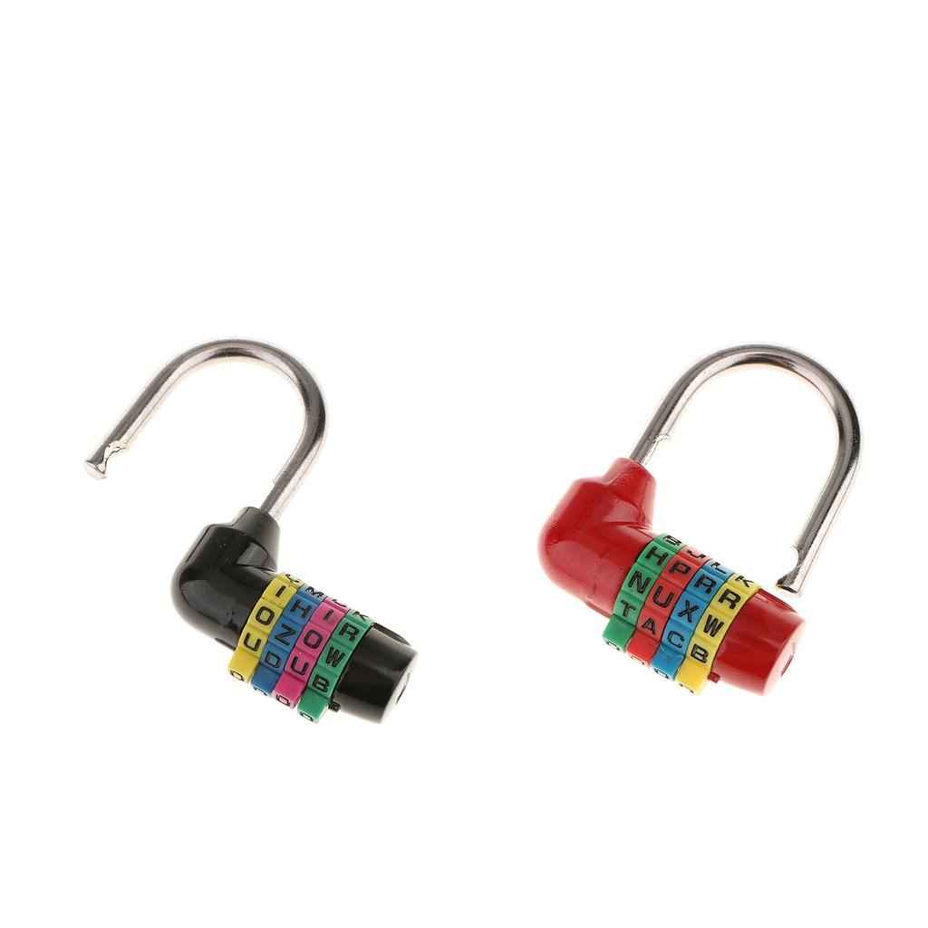 4 Digit Dial Letter Combination Padlock Travel Luggage Suitcase Lock Black