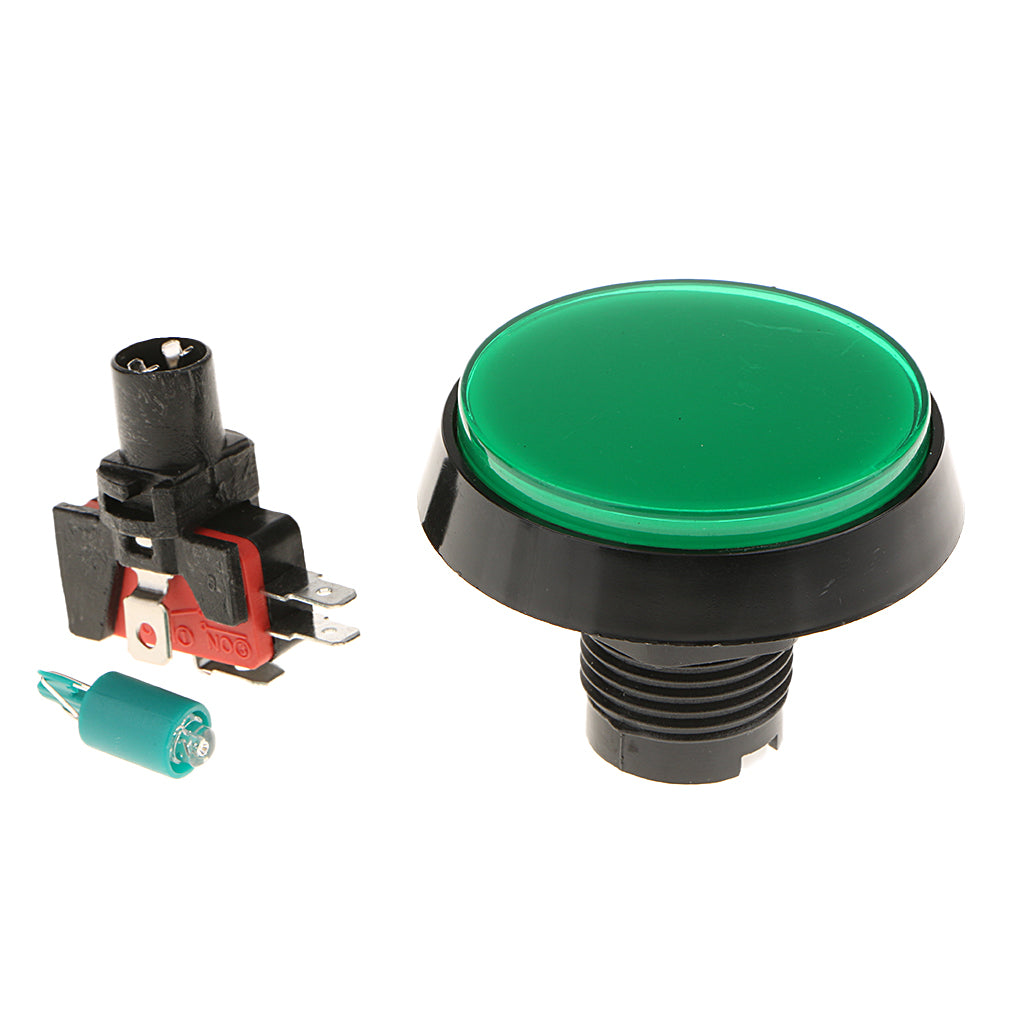 60mm Round Game Machine Arcade Push Button LED Illuminated & Switch DC12V Green