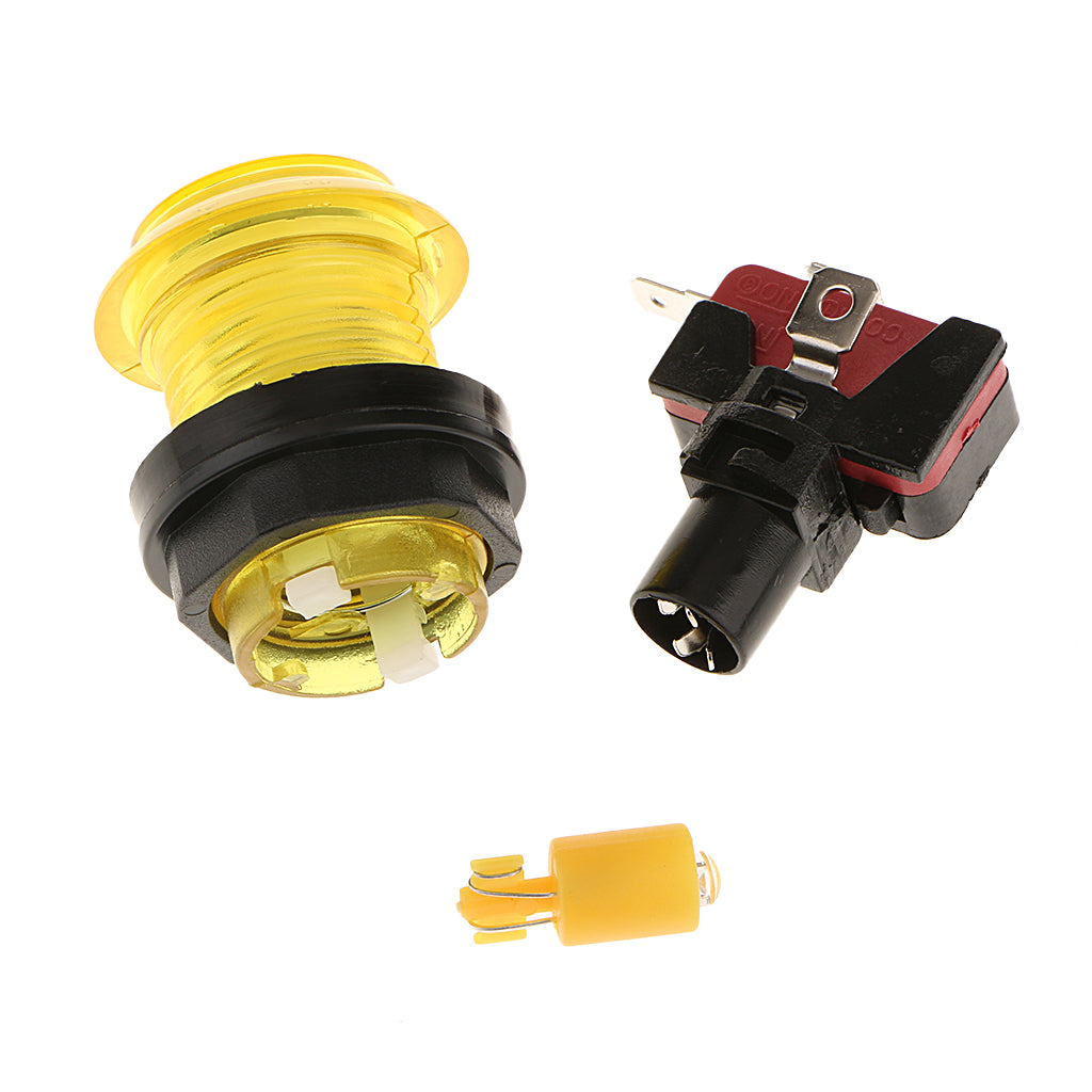32mm Round Game Machine Arcade Push Button LED Illuminated & Switch DC12V Yellow