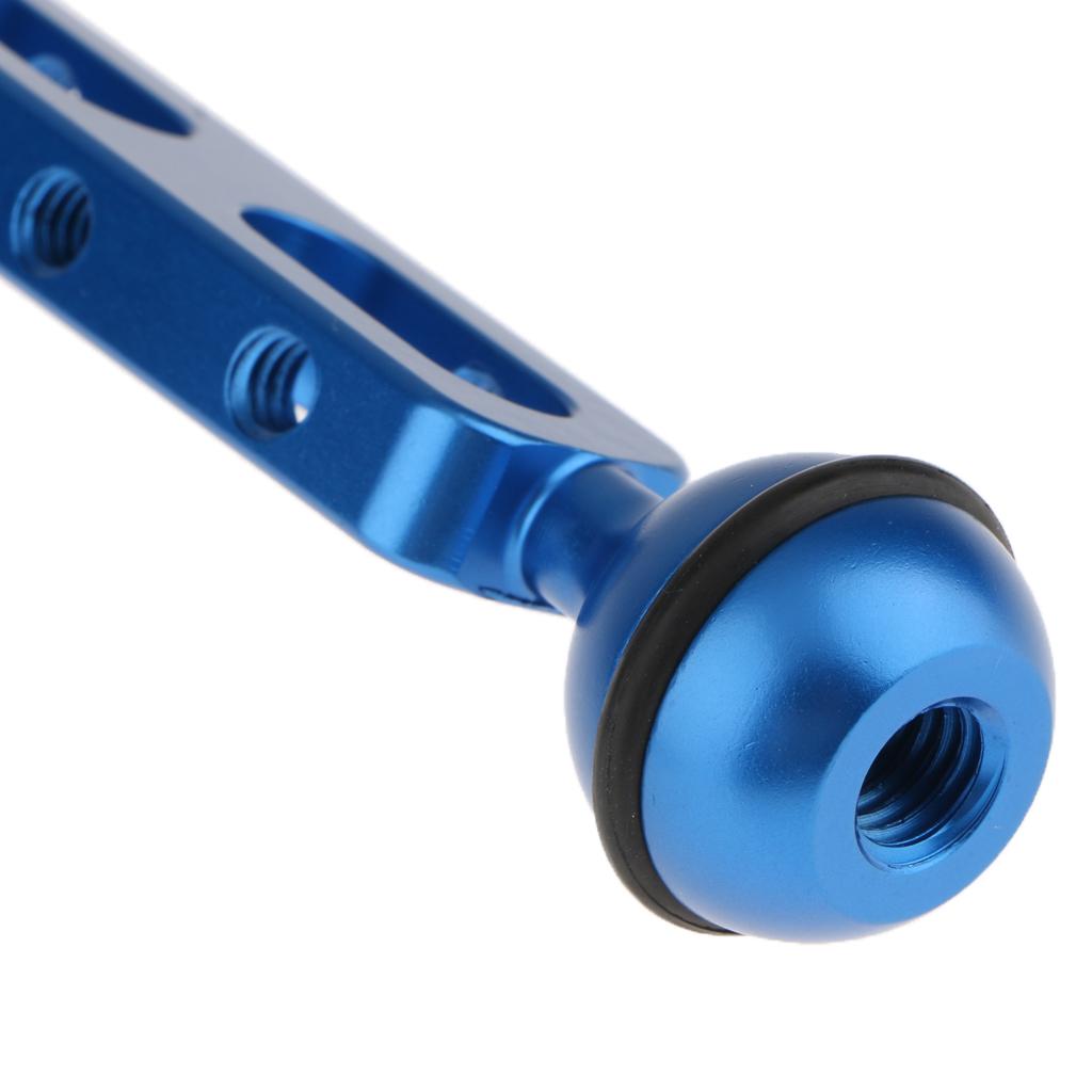 Dual Ball Arm for Connecting Strobe Video Light to Underwater Housing Blue