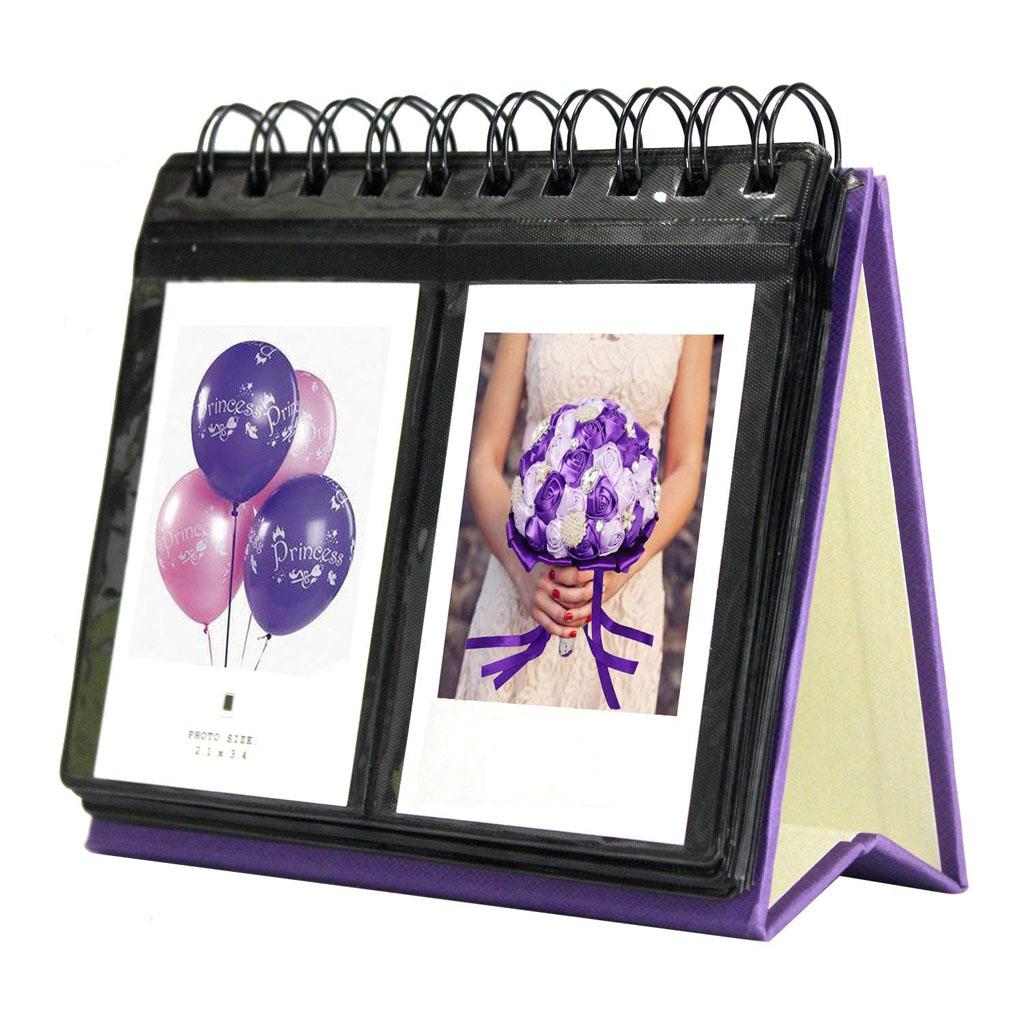 Calendar Vertical Flip Photo Album Self Adhesive Memo Book 68 3 Purple"