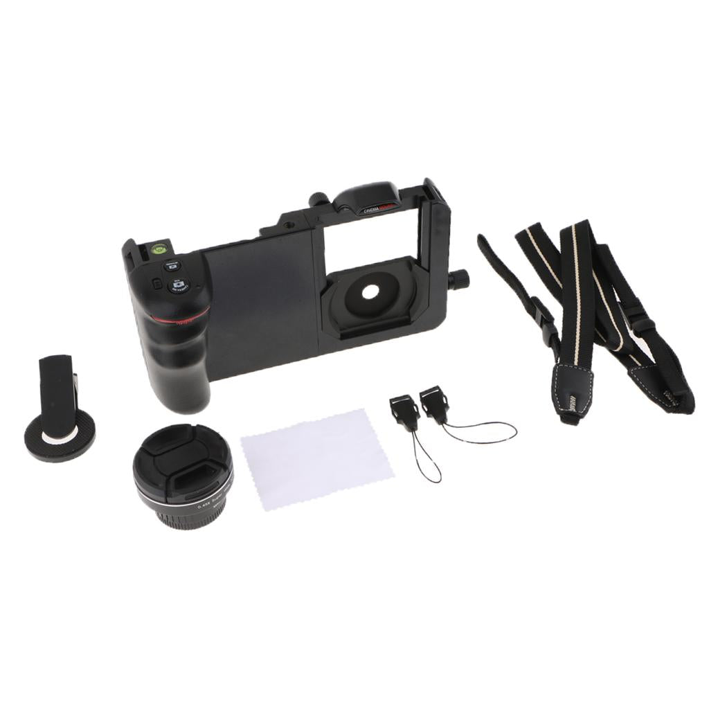 Phone Wide Angle Macro Lens Cage Stabilizer Rig for iPhone X 8 7 6 6s plus
