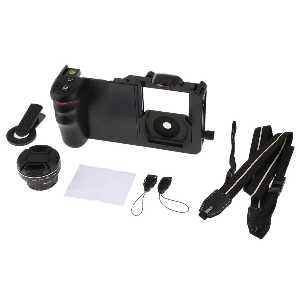 Phone Wide Angle Macro Lens Cage Stabilizer Rig for iPhone X 8 7 6 6s plus