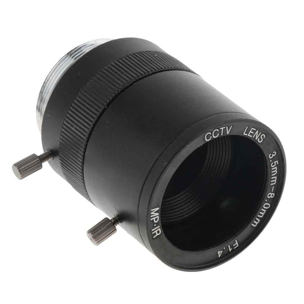 3.5mm to 8mm 3MP f/1.4 Varifocal CS C-Mount Manual IRIS Zoom Lens