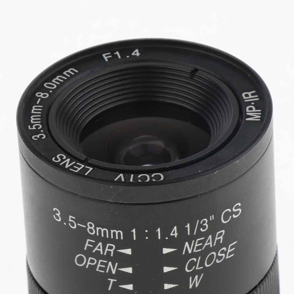 3.5mm to 8mm 3MP f/1.4 Varifocal CS C-Mount Manual IRIS Zoom Lens