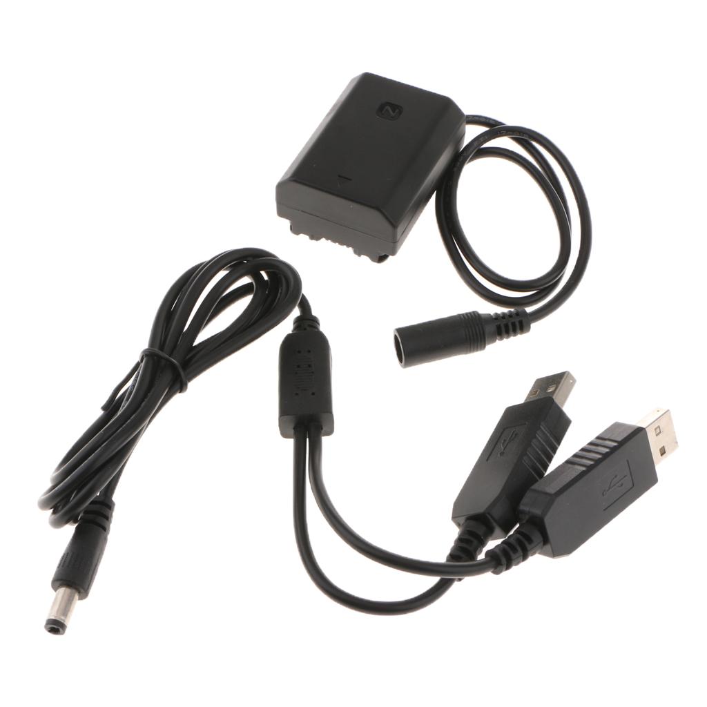 NP-FZ100 Dummy Battery Pack + Dual USB Power Cable for Sony A7RIII A7RM3 A9