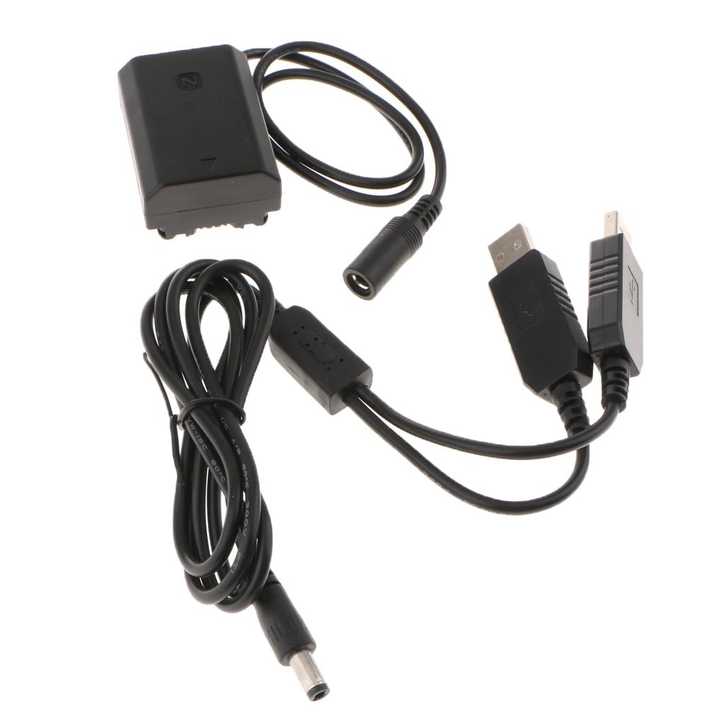 NP-FZ100 Dummy Battery Pack + Dual USB Power Cable for Sony A7RIII A7RM3 A9