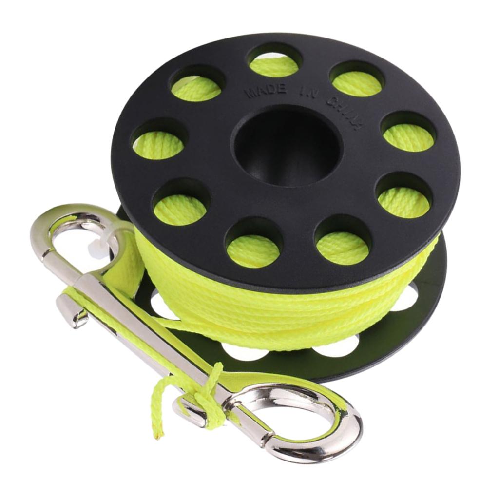 PC Buoy Rope Coil with Clip Clamp Marine Finger Reel Scuba Locking Spool 30m