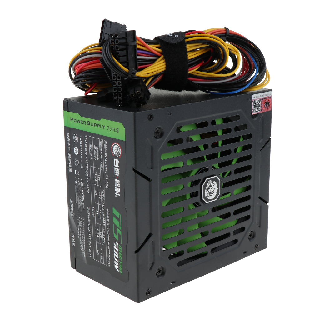500W ATX Power Supply Unit PSU with Silent Cooling Fan for Desktop Computer