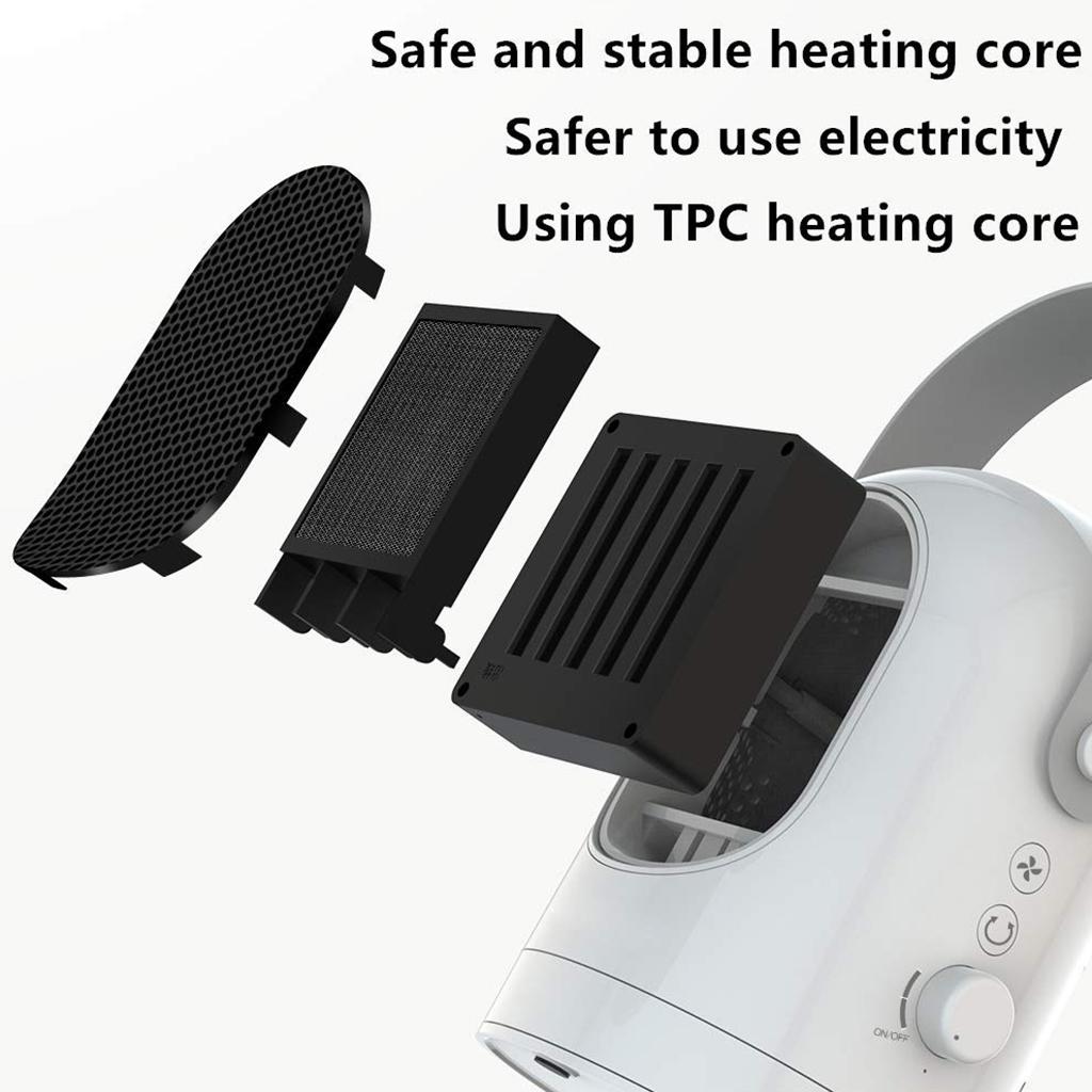 Mini Desktop Energy Saving Shake Head Control Portable Office Heater Black