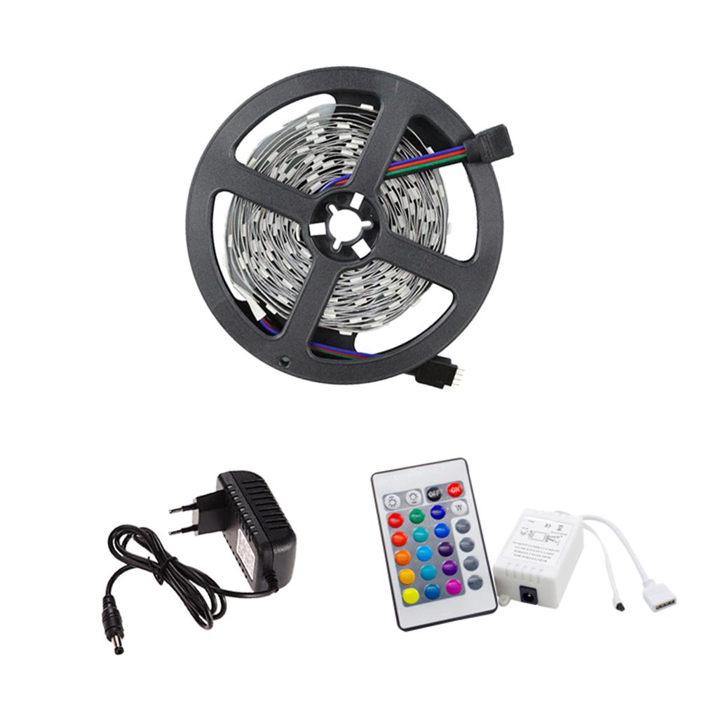 10M RGB Waterproof LED Strip Light Lamp with 24 Key Remote 12V Power Supply
