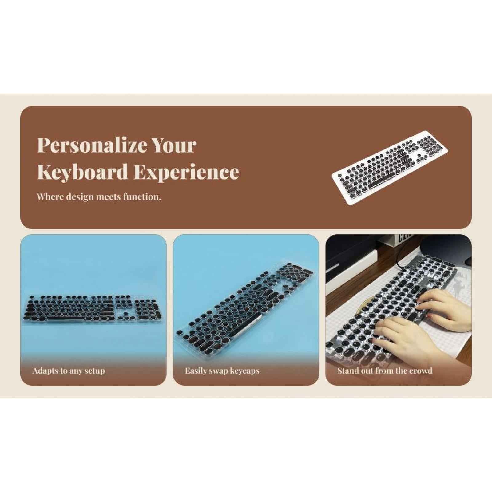 Round Keycaps Double Shot PBT Gaming Keyboard Retro black