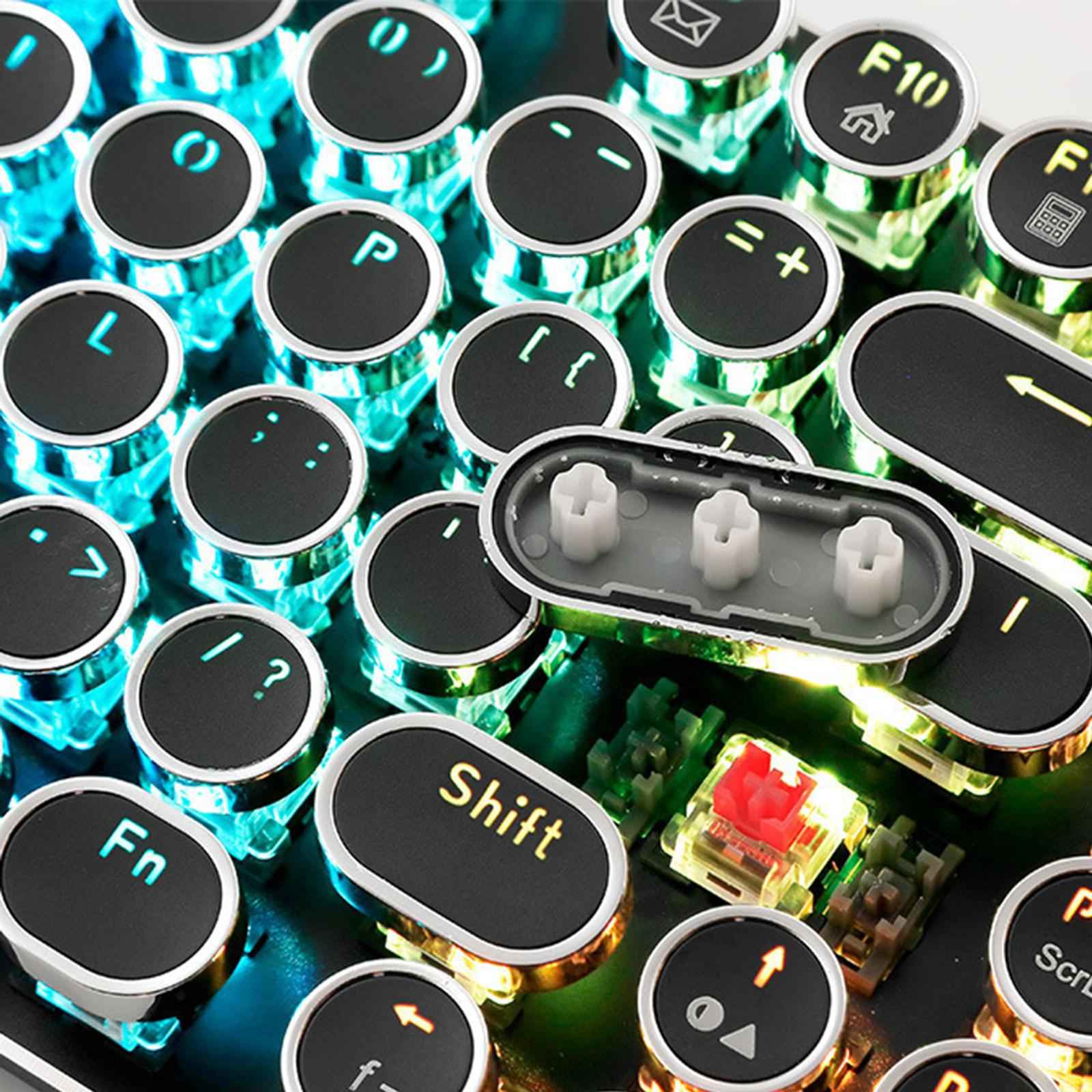 Round Keycaps Double Shot PBT Gaming Keyboard Retro black