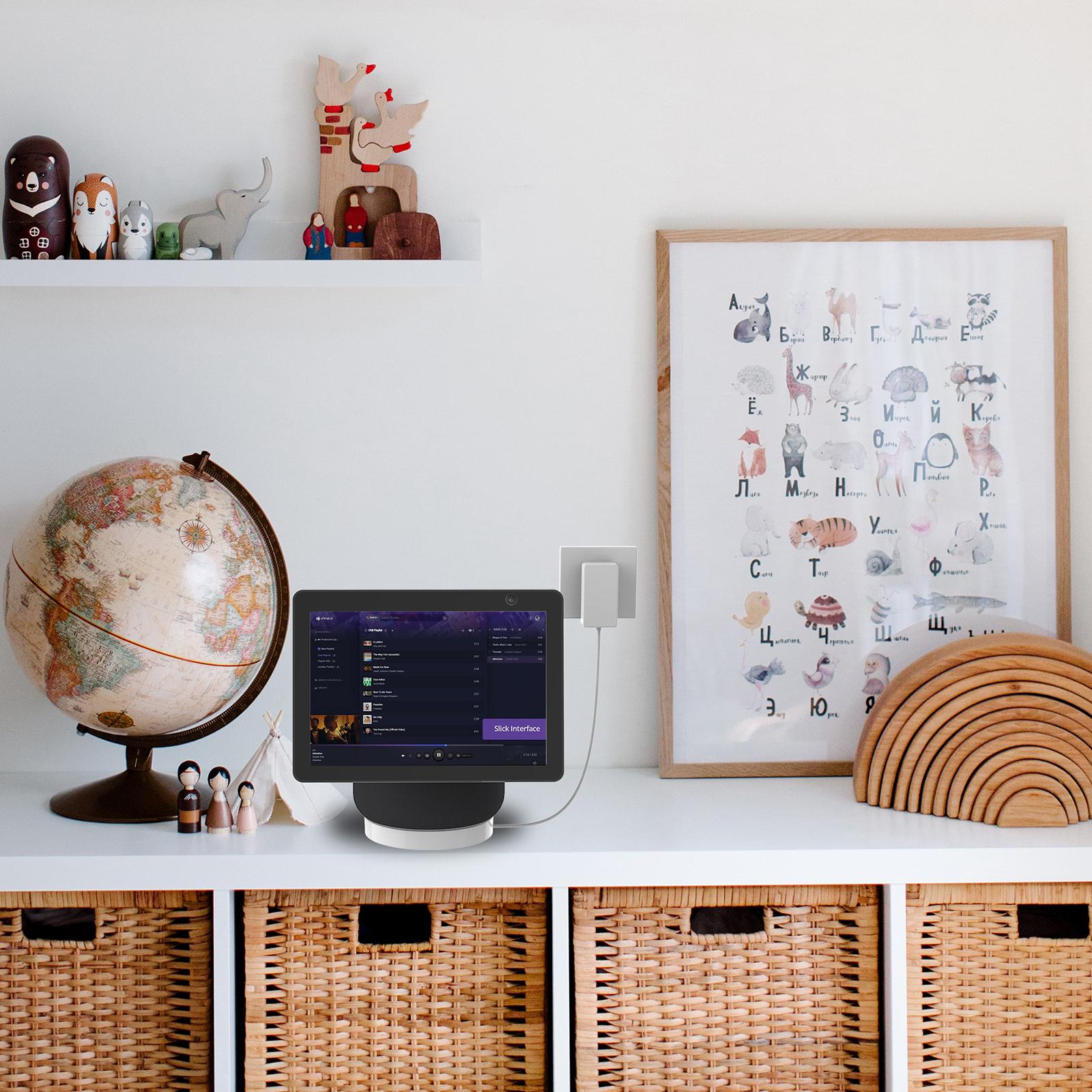 Compact Holder Stand Bracket for Echo Show 10 Smart Speaker White