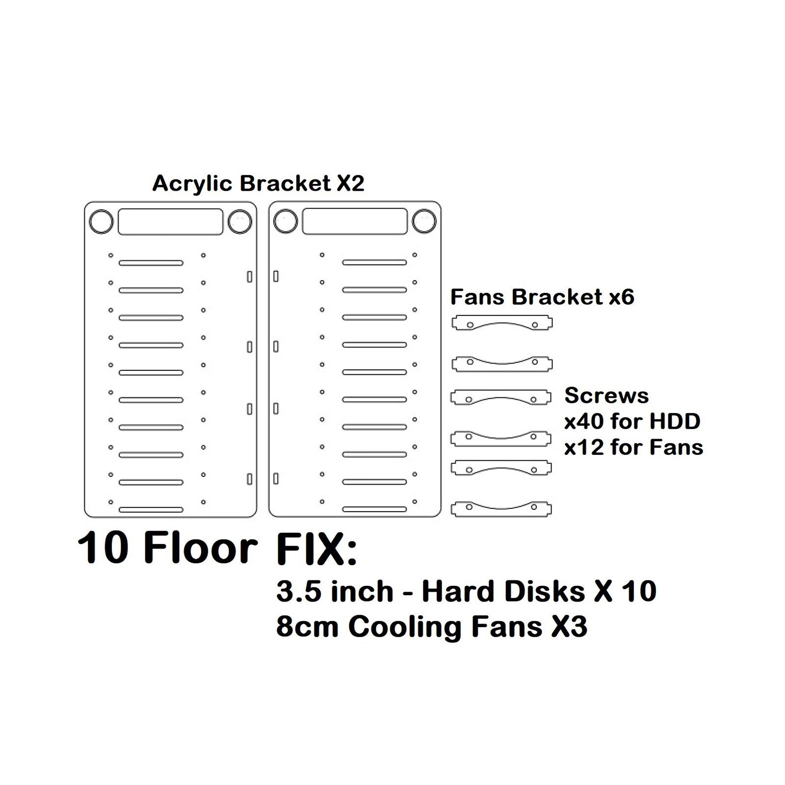 DIY 3.5inch Acrylic Hard Drive Bracket Accessories for HDD Solid 10 Floor