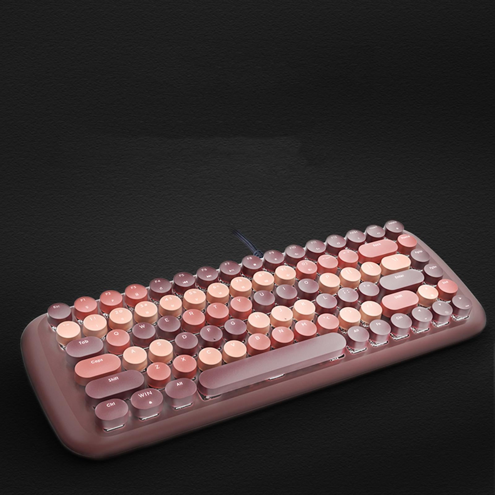 Colorful USB Wired Mechanical Keyboard 84 keys Retro Round Keycaps w/Backlit Coffee Mixed