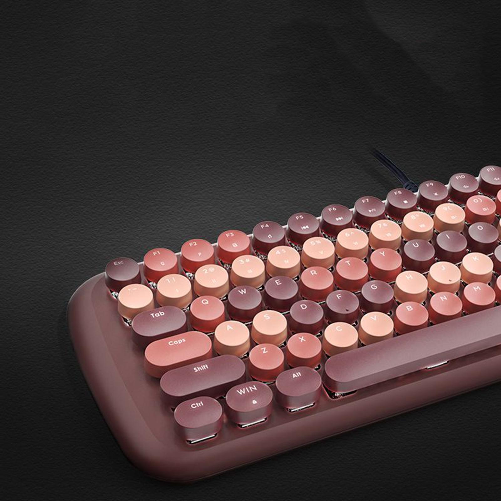 Colorful USB Wired Mechanical Keyboard 84 keys Retro Round Keycaps w/Backlit Coffee Mixed