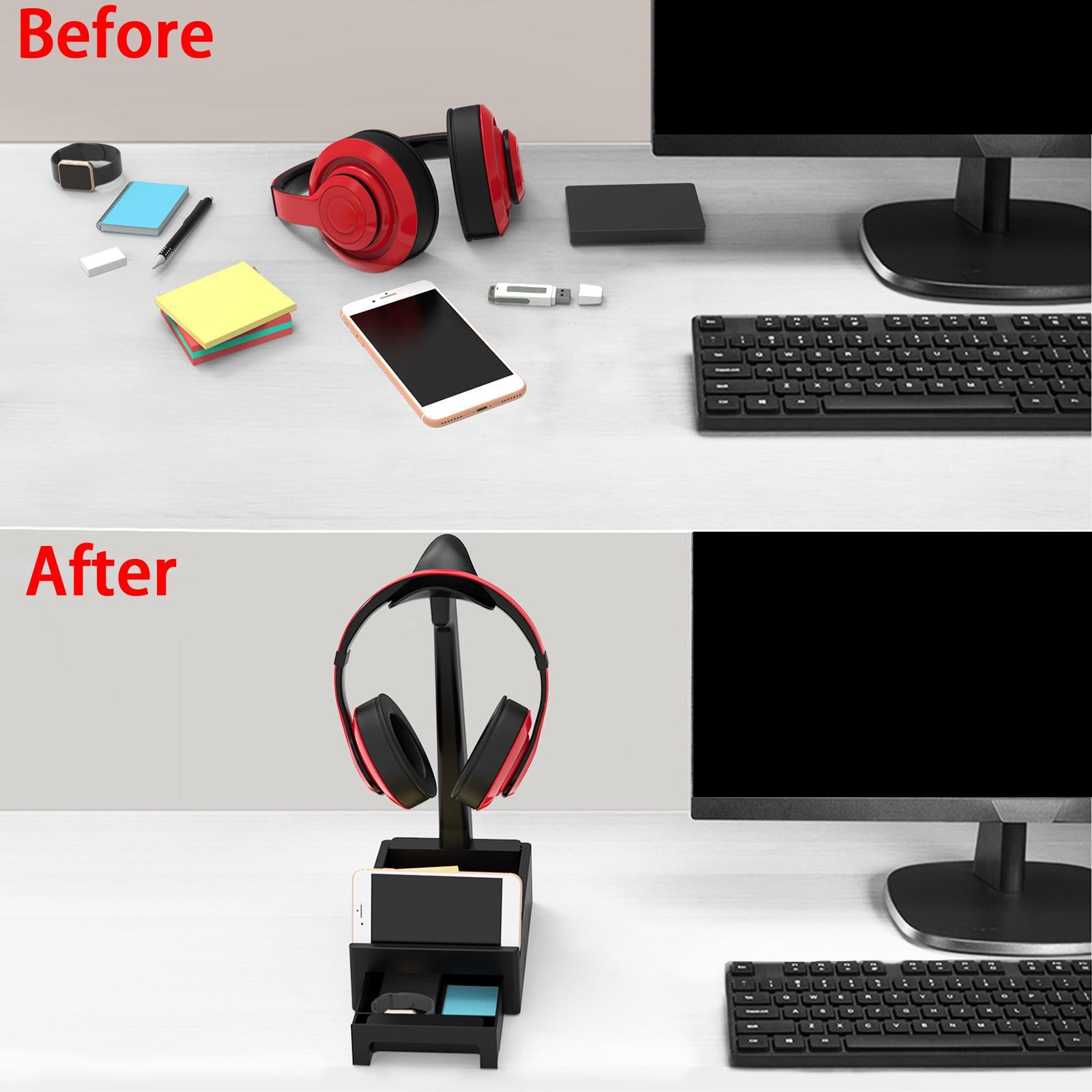 Desk Headset Stand Phone Mount Hook Rack Headphone Hanger for Game Home KM21