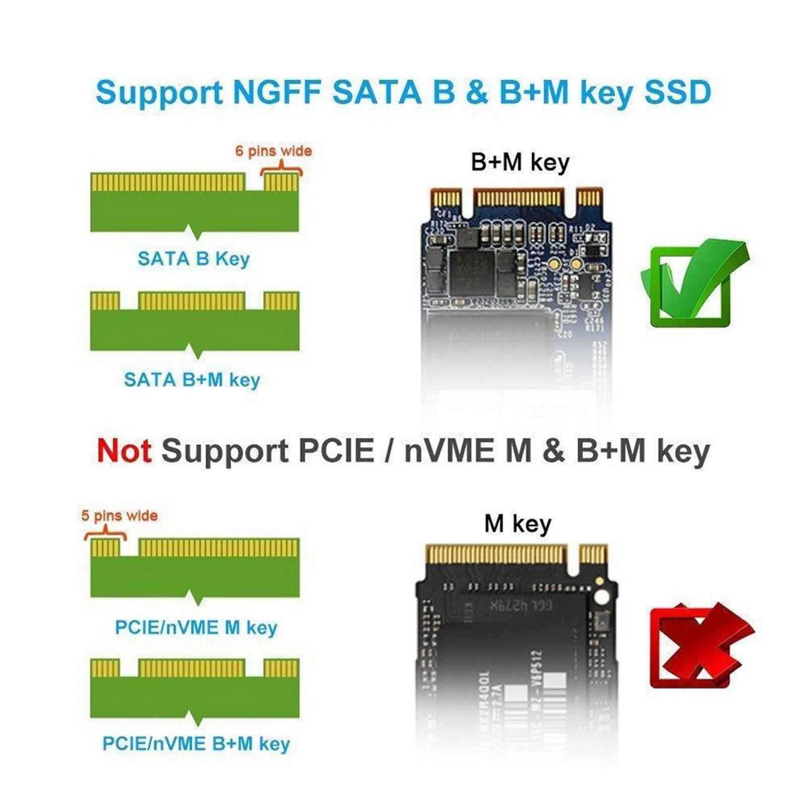 M.2 SSD to 2.5 inch SATA 3.0 Case Adapter External SSD Reader Black