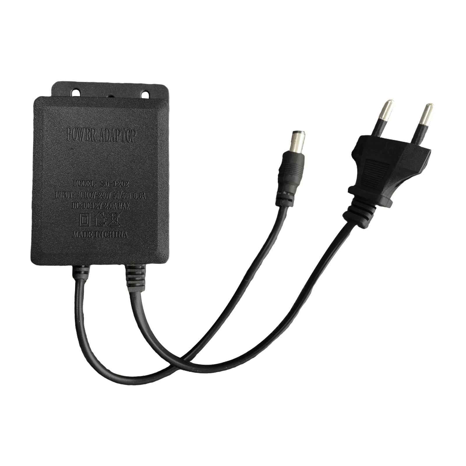 12V 2A AC Adapter Charger Power Supply Cord for CCTV Camera LED Strip Lights black
