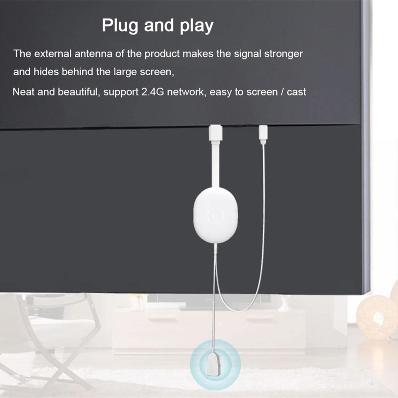 Wireless Display Dongle Adapter 1080P Full HIGH DEFINITION White for TV Smartphone Laptop