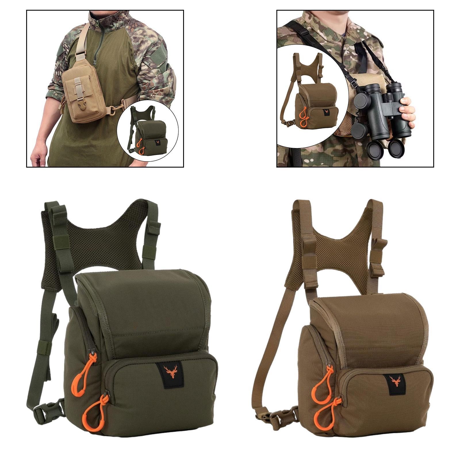 Binocular Harness Chest Pack Portable Practical with Rain Cover Carrier Case Green