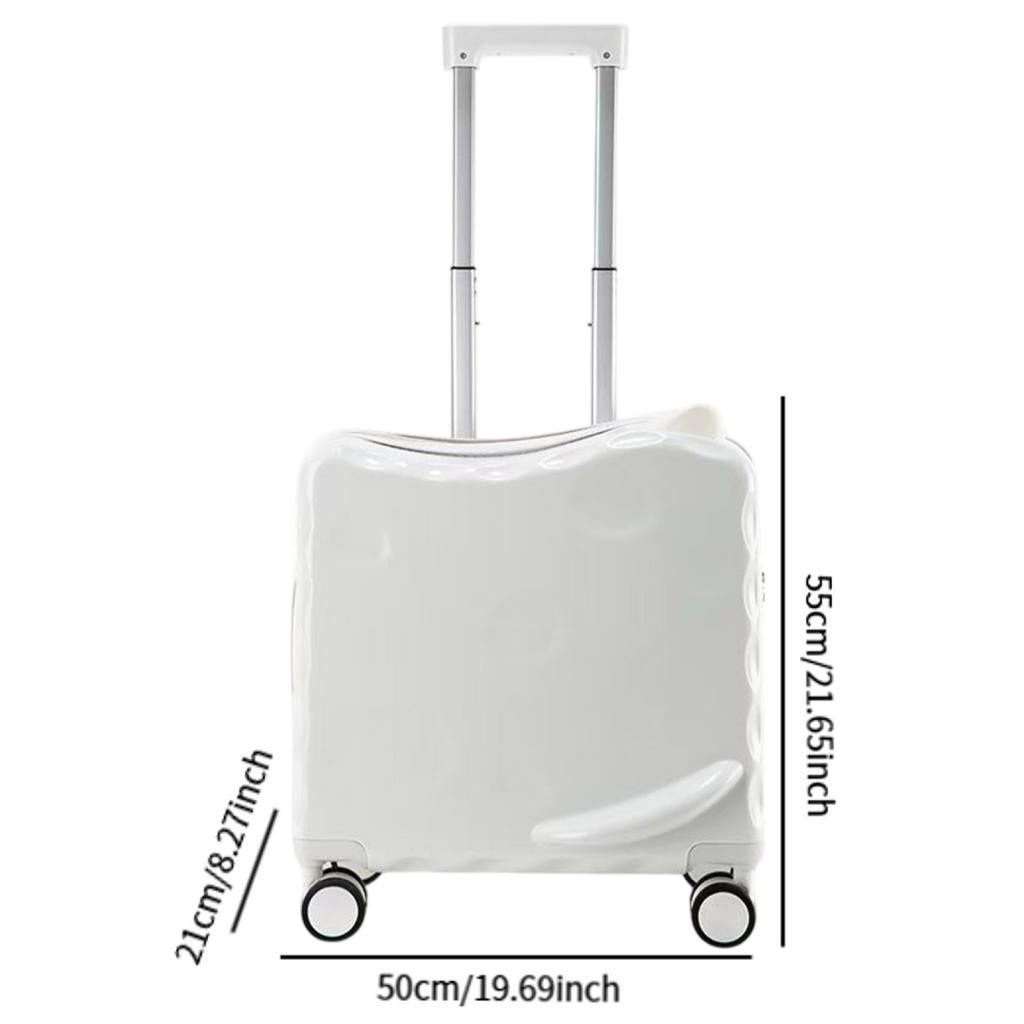 Ride on Suitcase with Wheels 18 Cartoon Trolley Luggage Travel Luggage White"