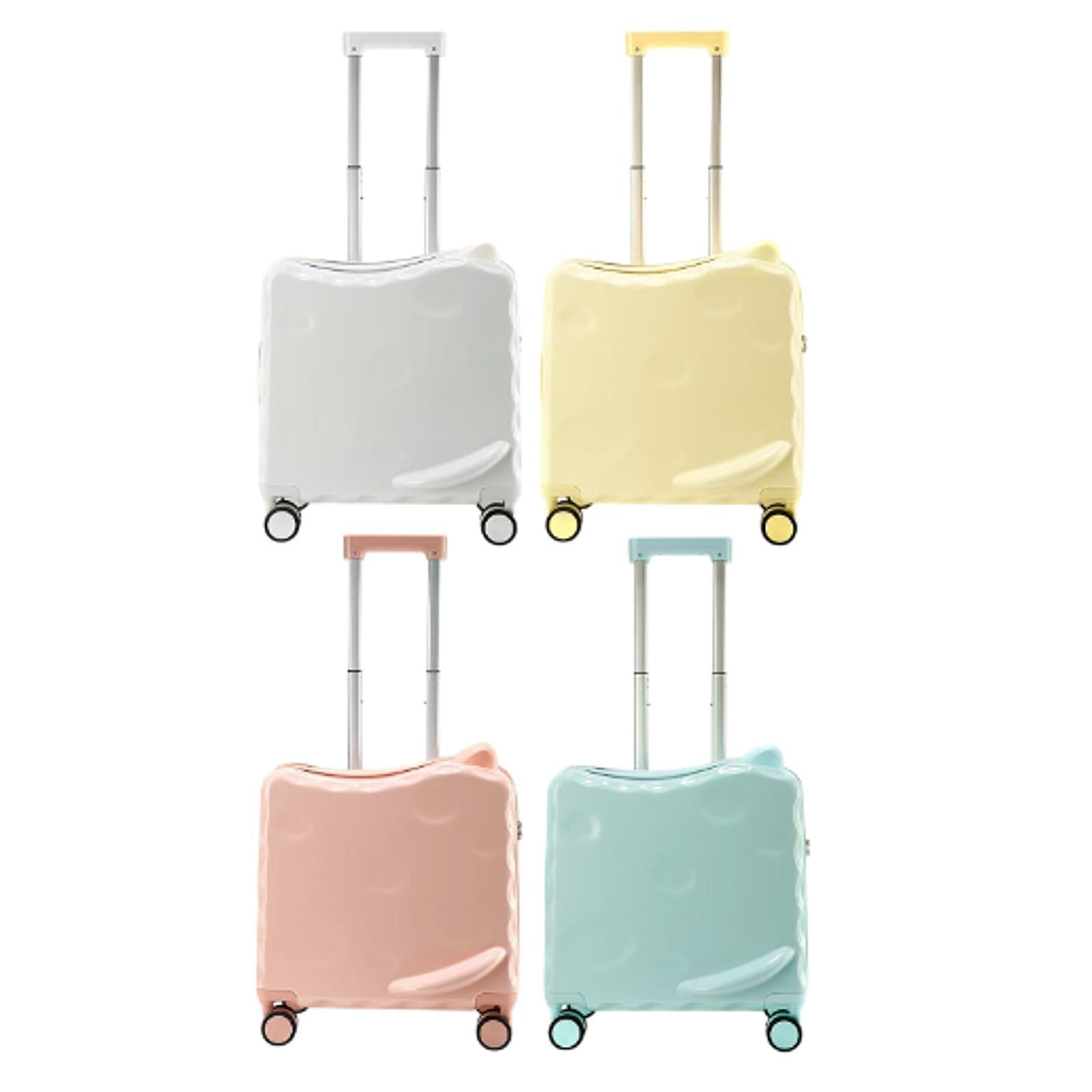 Ride on Suitcase with Wheels 18 Cartoon Trolley Luggage Travel Luggage White"