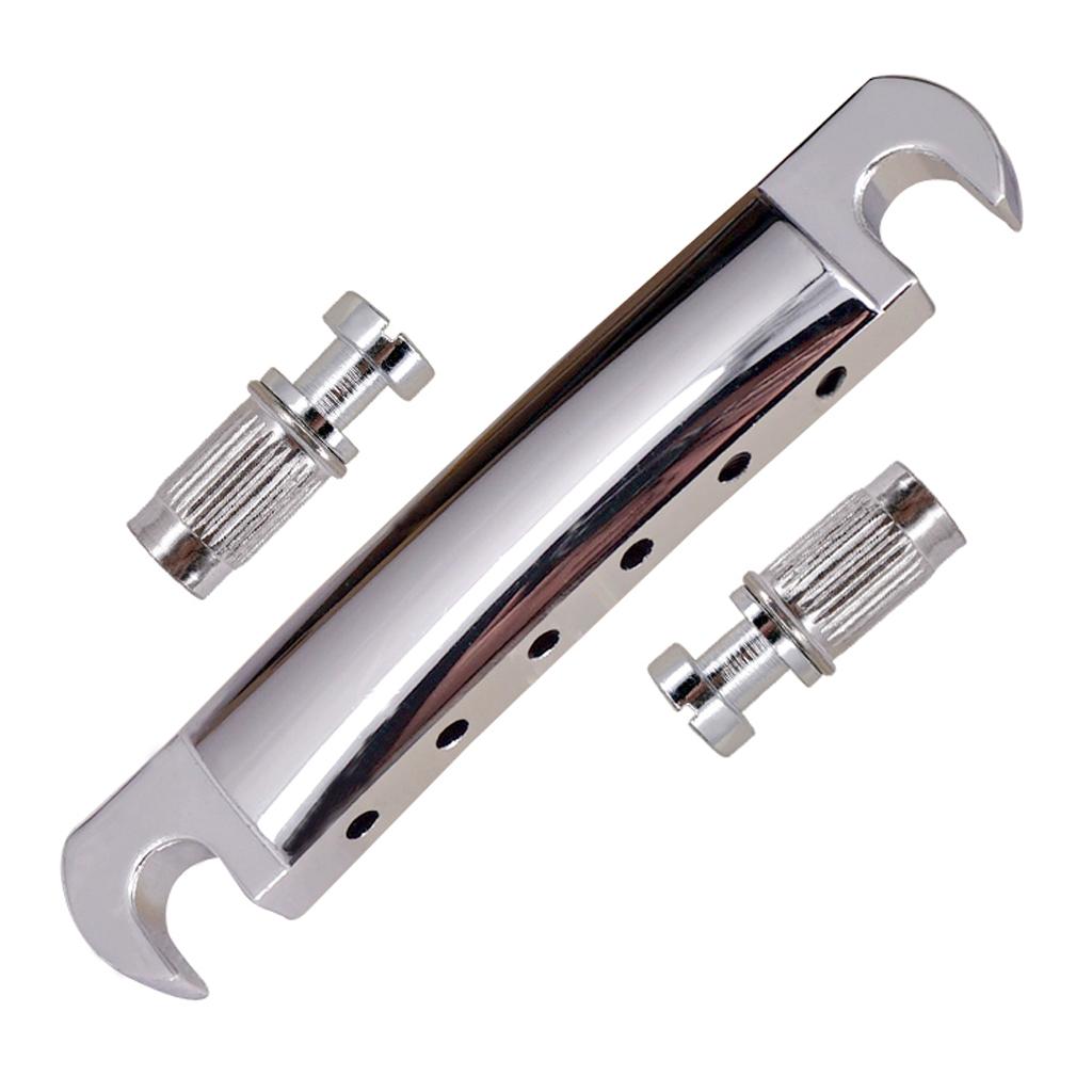 Roller Saddle Bridge Tailpiece for LP Electric Guitar Silver with Black