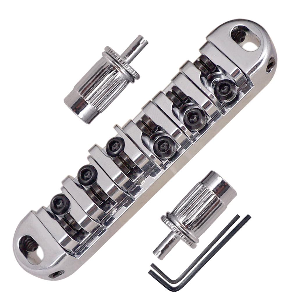 Roller Saddle Bridge Tailpiece for LP Electric Guitar Silver with Black