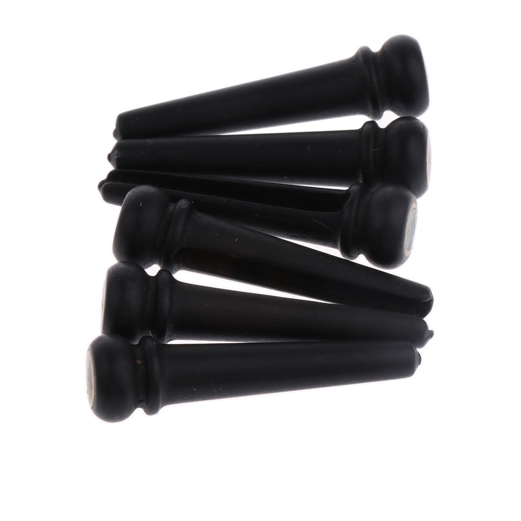 6 Pieces Ebony Wood Bridge Pins Shell Dot Inlay for Acoustic Folk Guitar #4