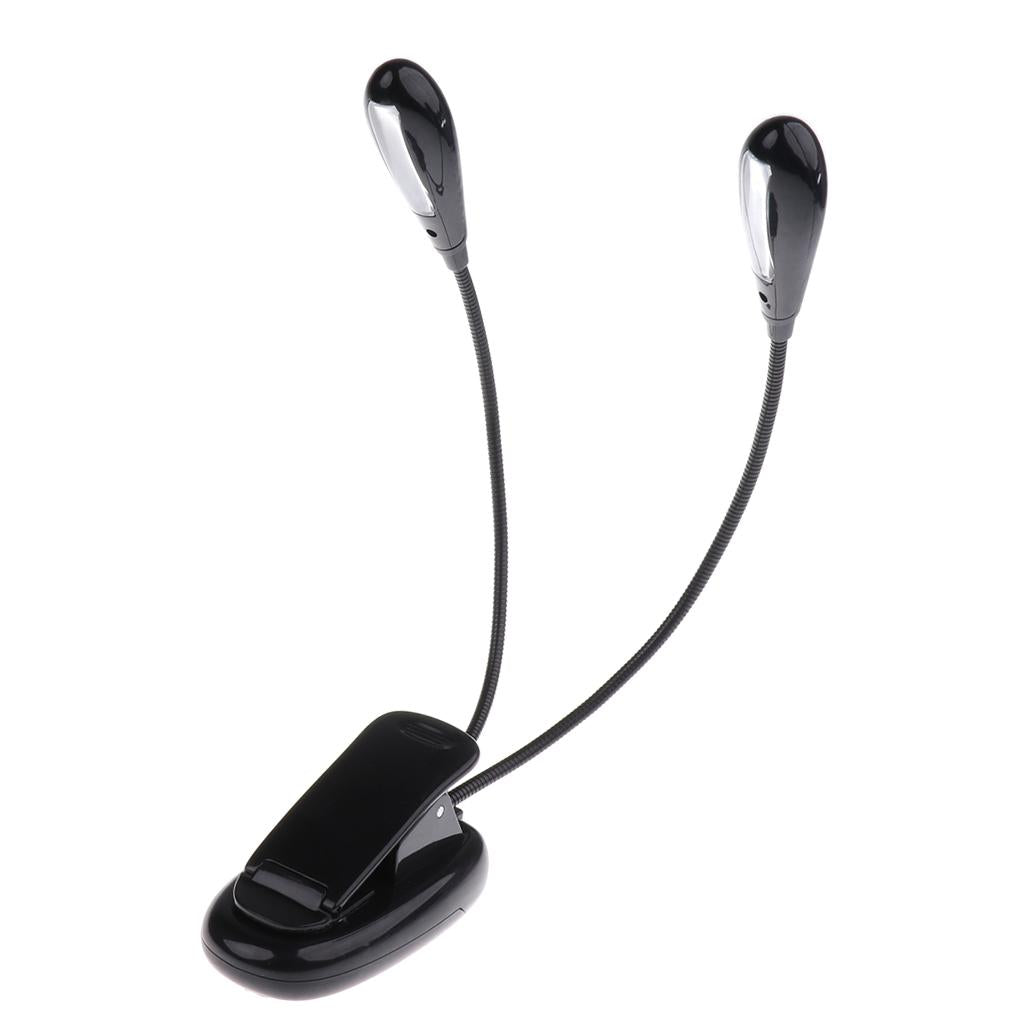 8 LED Music Stand Light Music Score Lamp Clip-on Reading Light Black