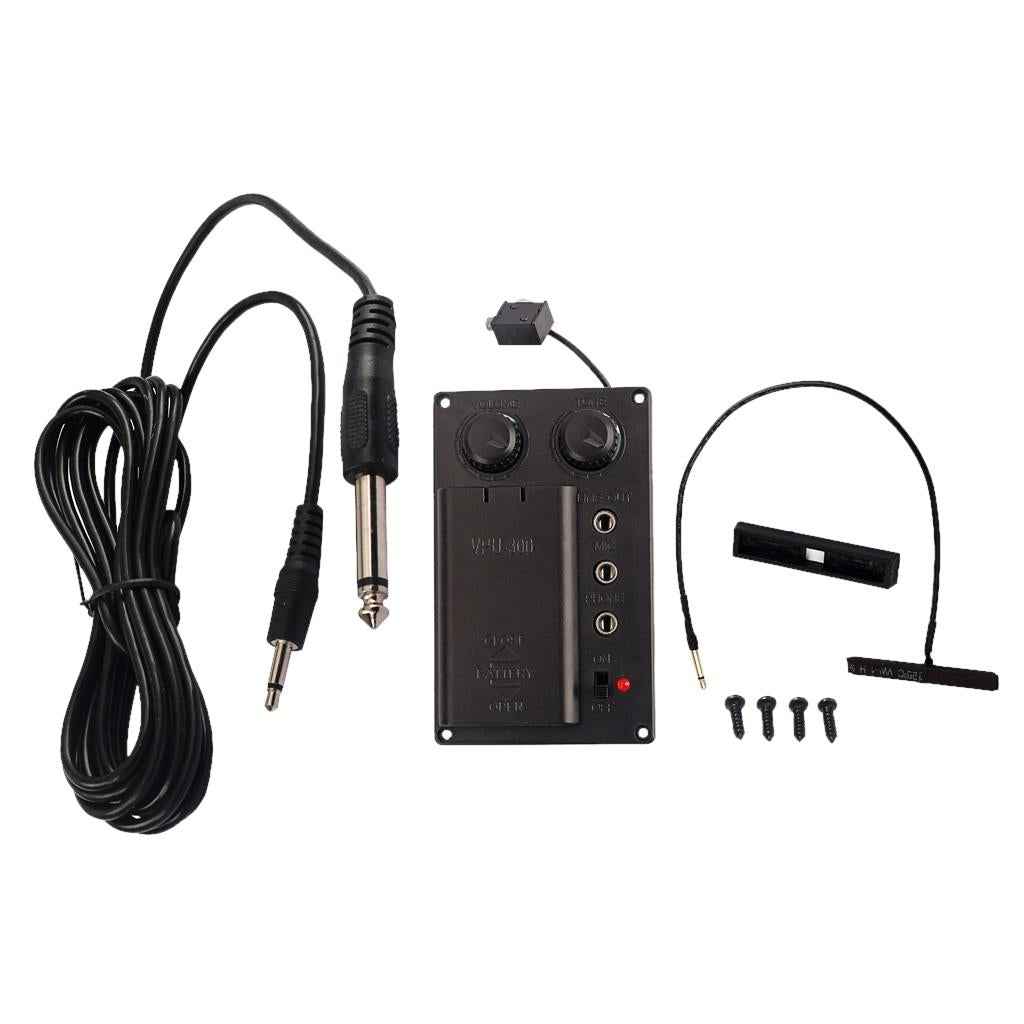 Metal Electric Violin Pickup Adjustable EQ Pickup Preamp Transducer with Piezo
