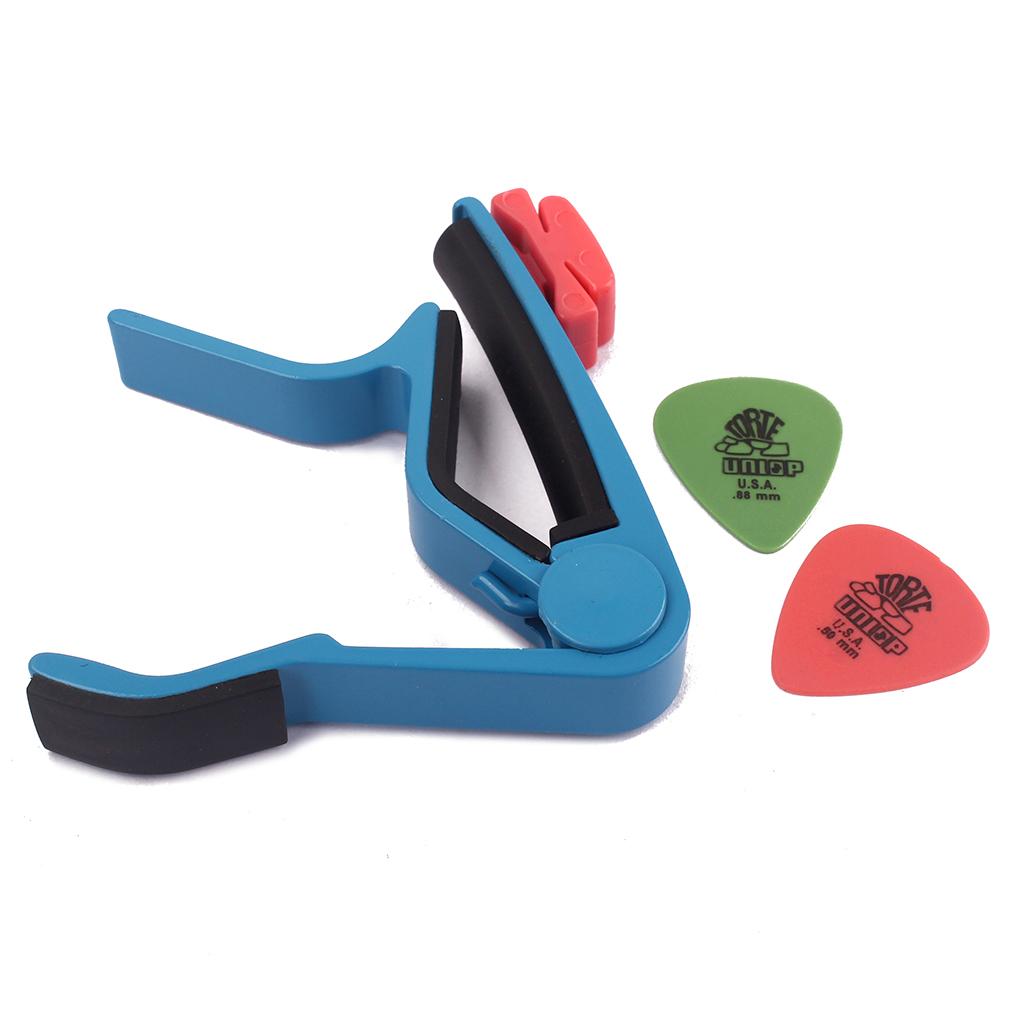 Aluminium Alloy Guitar Capo with Pick Holer+2 Picks for Acoustic Electric #4
