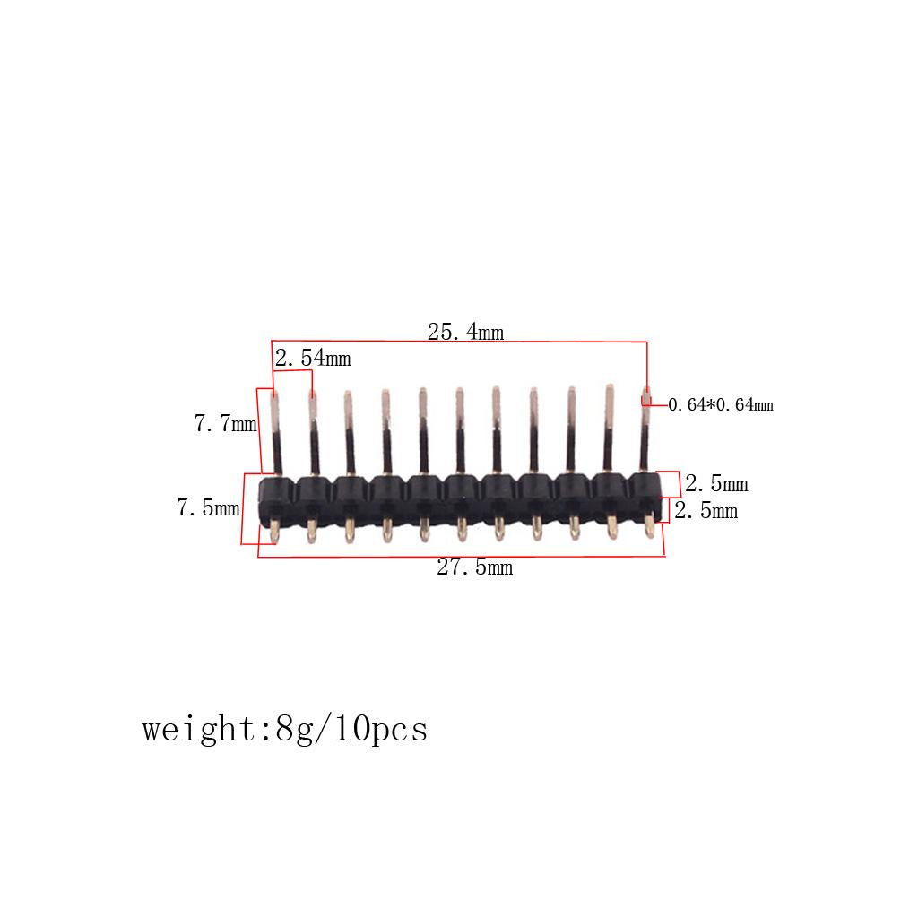 10pcs 11Pin Single Row Pin Male Header Connector Strip for Prototype