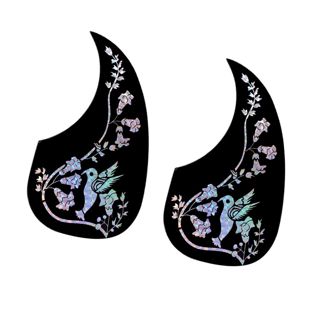 2 Pieces Guitar Printing Pickguard for Acoustic Guitar Silver Flower