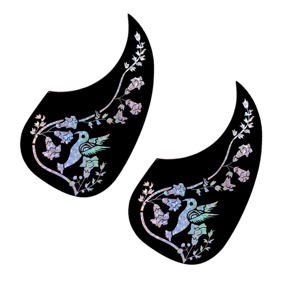 2 Pieces Guitar Printing Pickguard for Acoustic Guitar Silver Flower