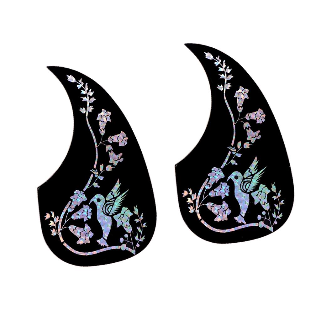 2 Pieces Guitar Printing Pickguard for Acoustic Guitar Silver Flower