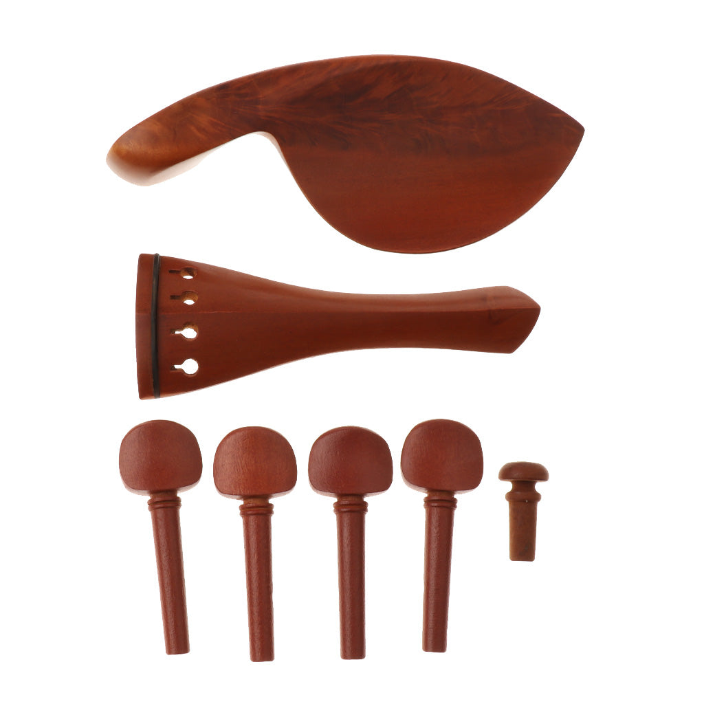 Jujube Violin Chinrest+Tailpiece+Tuning Pegs+Endpin for Violin Fiddle 1-4