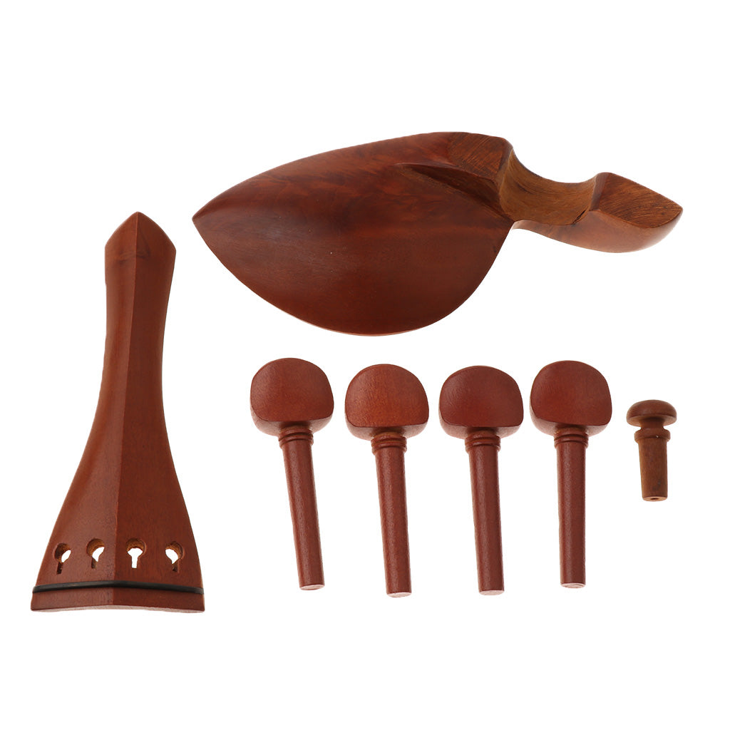 Jujube Violin Chinrest+Tailpiece+Tuning Pegs+Endpin for Violin Fiddle 1-4