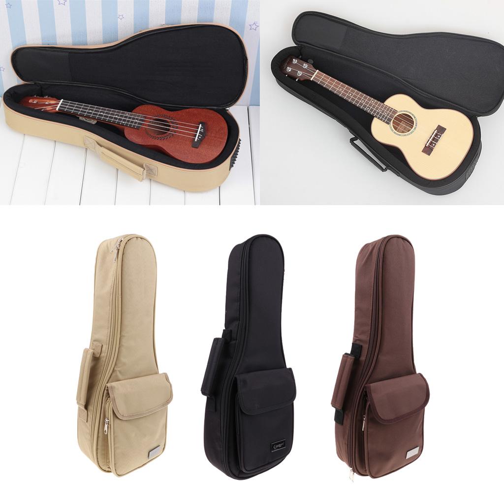 Thicken Adjustable Ukulele Gig Bag Uke Case Padded Carry Bag 21inch Khaki
