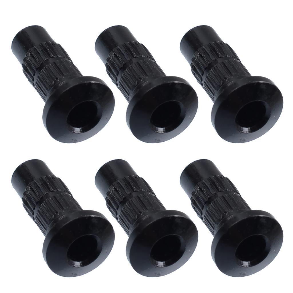 6Pcs Through Body Electric Guitar String Mounting Ferrules Bushing Black