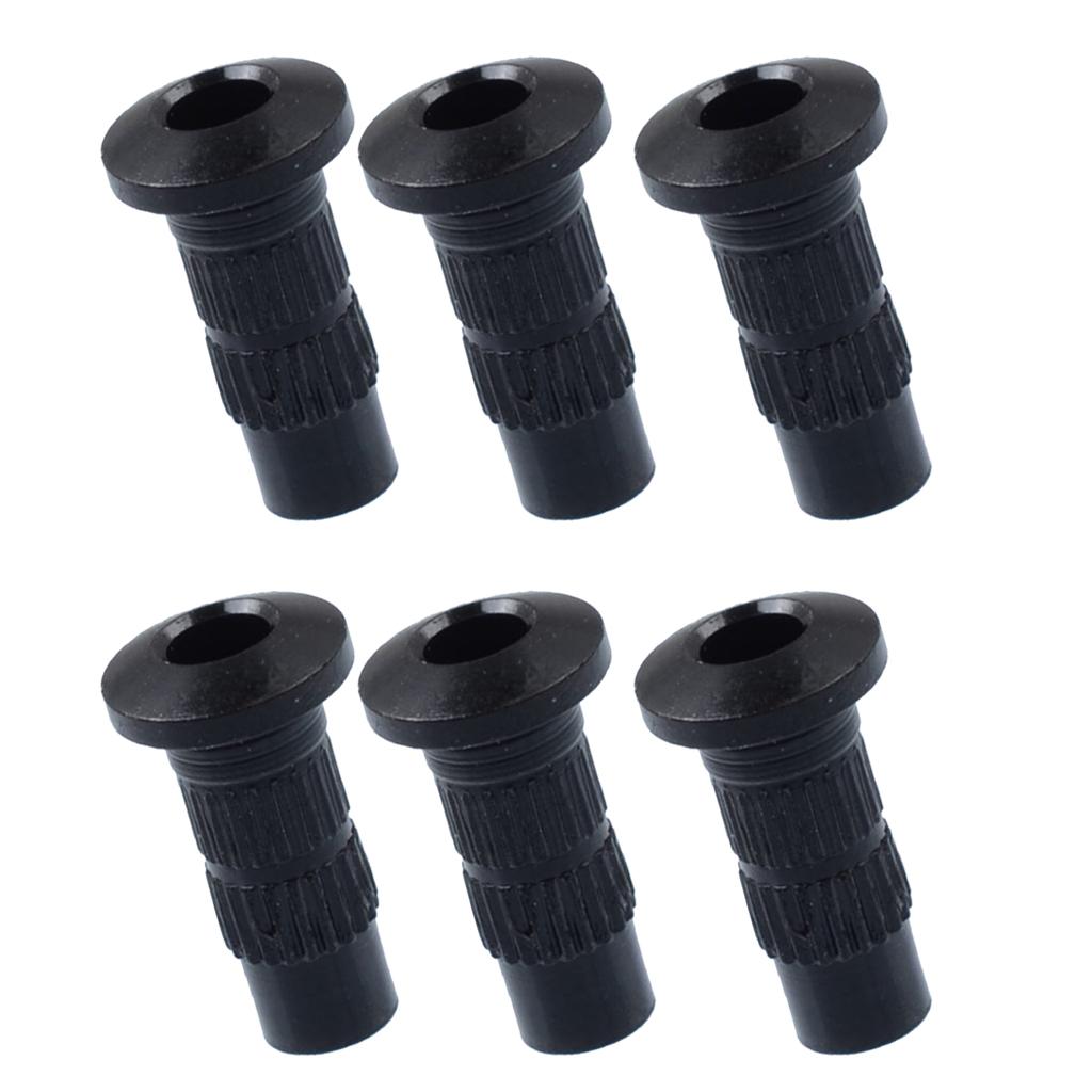 6Pcs Through Body Electric Guitar String Mounting Ferrules Bushing Black