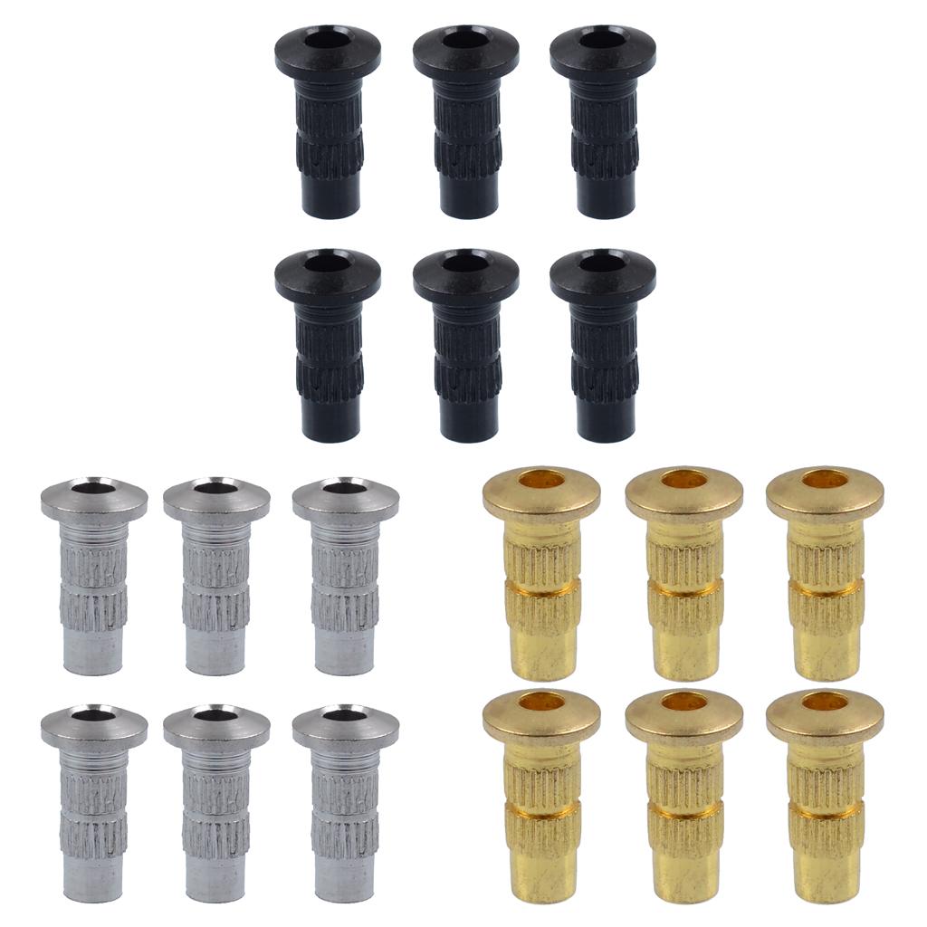6Pcs Through Body Electric Guitar String Mounting Ferrules Bushing Black