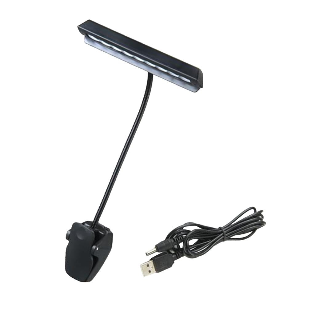 Black Music Stand Clip On Orchestra 9 White LED Book Reading Light Lamp