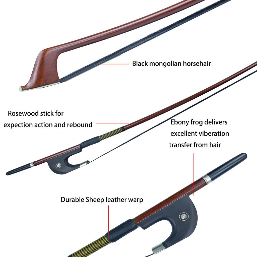 Black Brazilwood Bow for 4/4 Double Bass