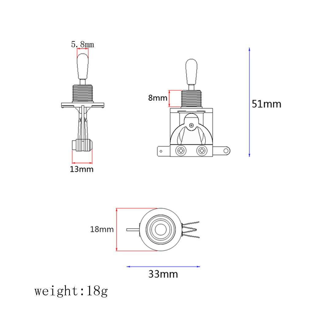 Electric Guitar 3 Way Toggle Switch Pickup Selector silver
